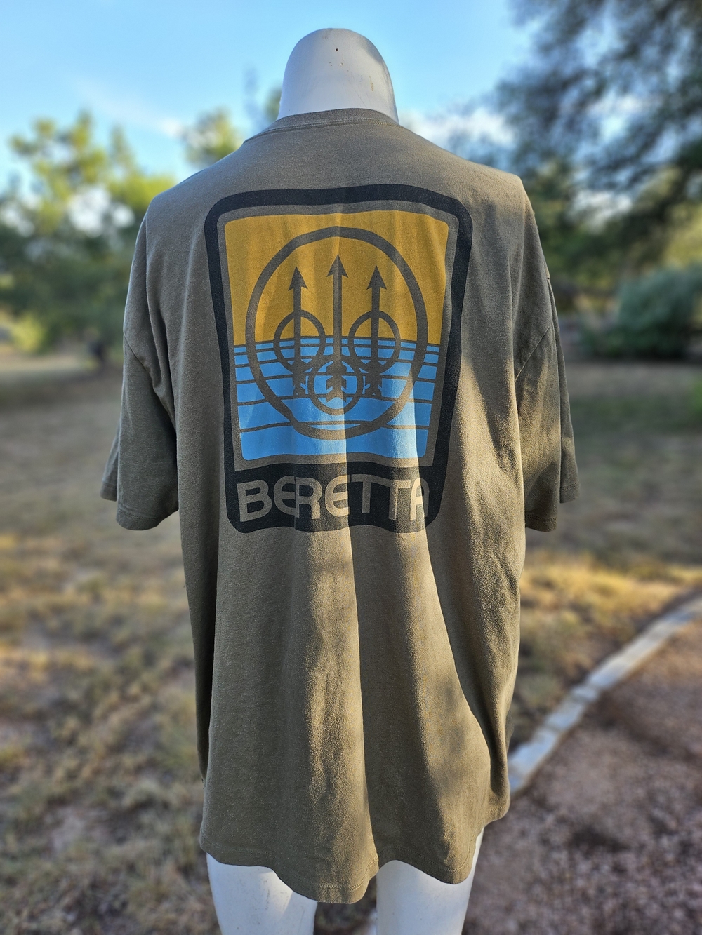 Beretta Logo Men's Olive Green Short-Sleeve Logo Tee Shirt XXL